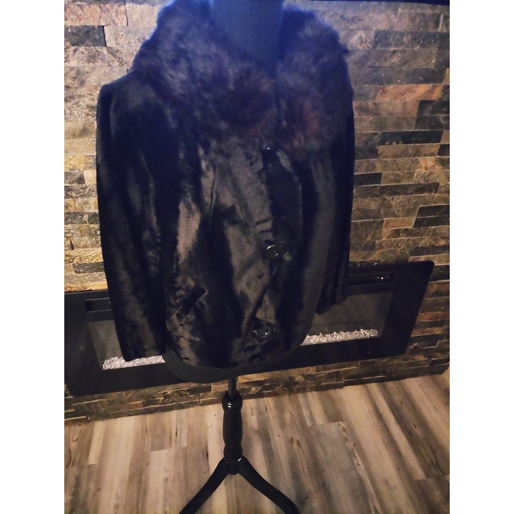Vintage Fur Coat With Mink Collar Size Large WPL9348
